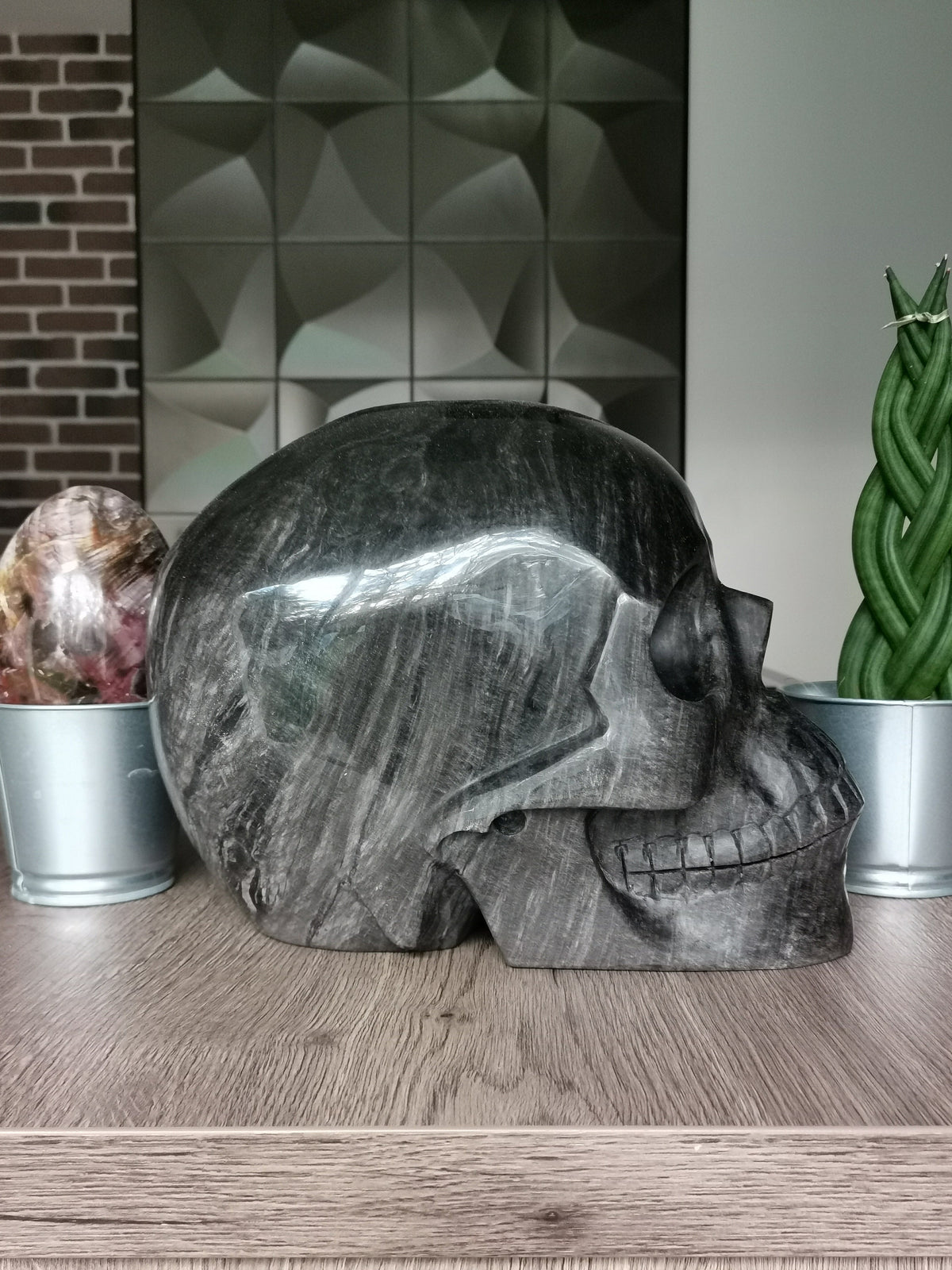 TITAN-skalle + 19 KG -> Silverobsidian / Skull TITAN / Colosse Crystal Skull