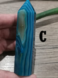 Agate Bleu couleur Mer , Obélisque / Pointe de collection - Fengshui