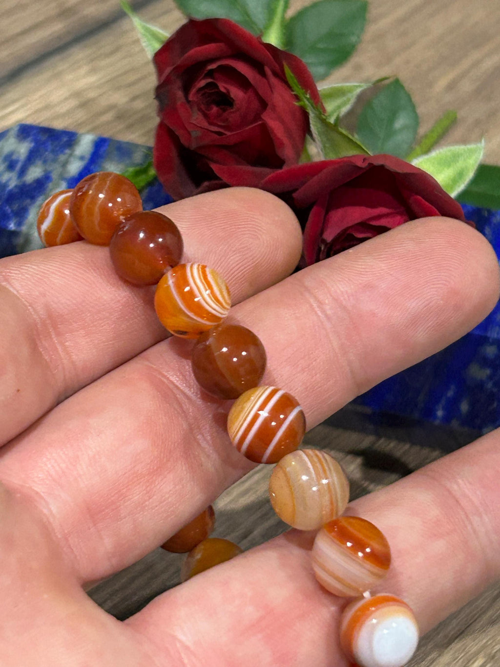 Ágata sardónice naranja , Pulsera de cuentas redondas de 10 mm , Longitud a medida / Protección - Estabilidad - Felicidad