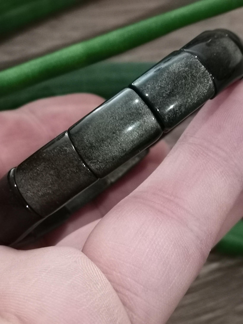 Zwarte obsidiaan, verguld met gouden glans, armband voor man/vrouw met halve maanparels / AA