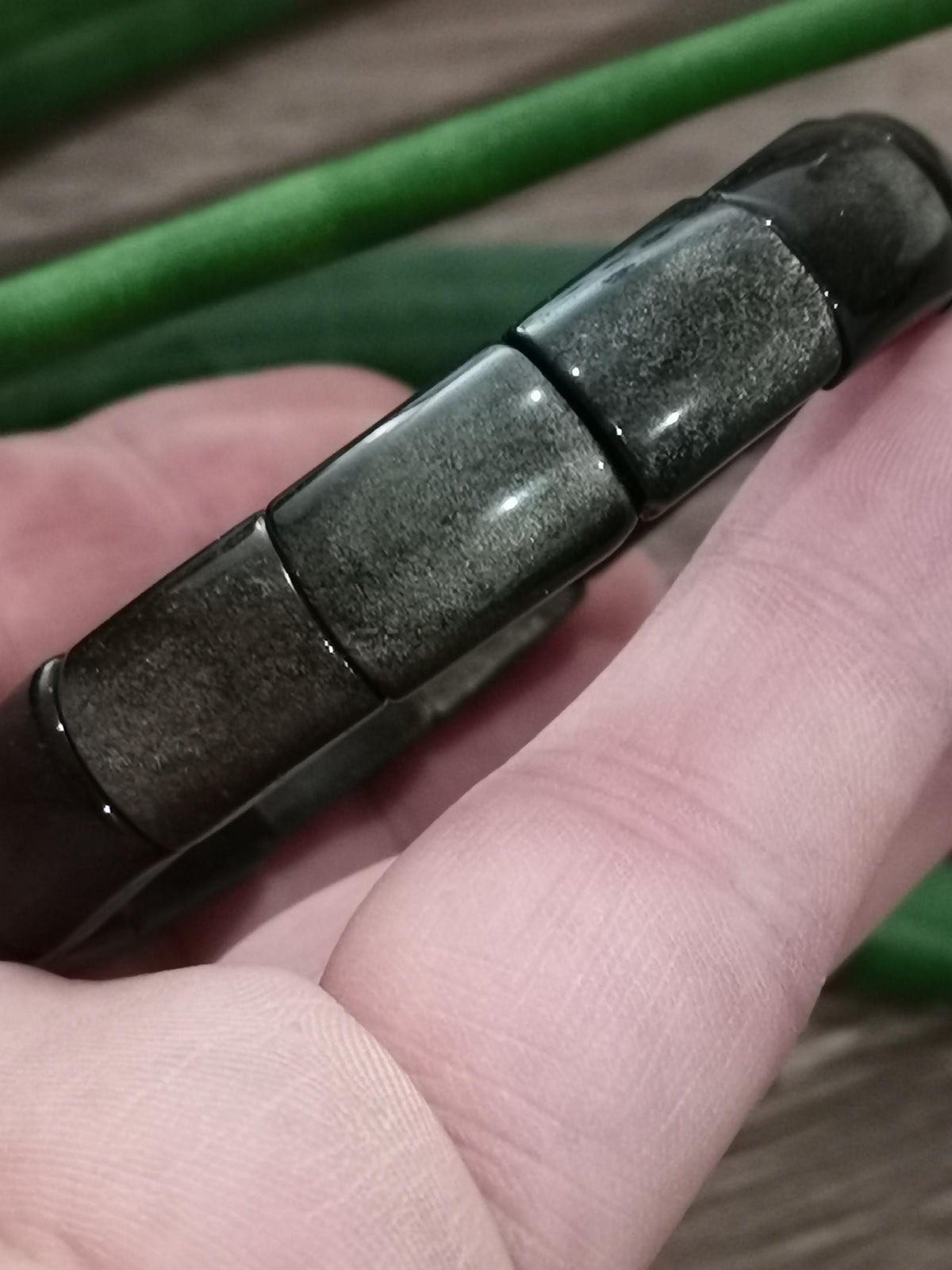 Obsidiana Preta, Dourada com reflexo de Ouro, pulseira para Homem / Mulher em contas Meia-Lua / AA