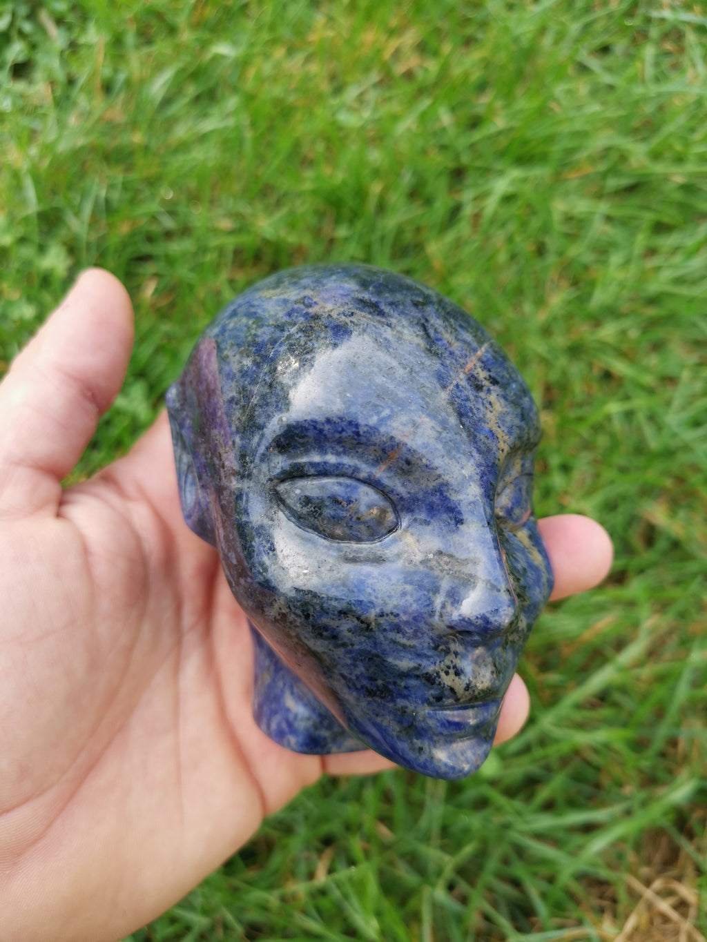 Sodaliet natuurstenen schedel / feeenkop , ELF , AVATAR