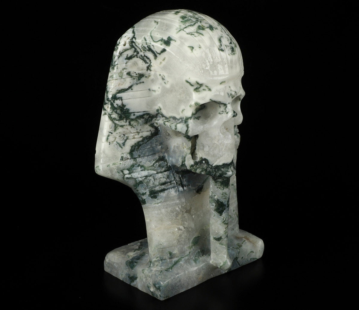 AGATE MOUSSE , Pharaoh / Tutankhamun Skull Sculpture / crystal healing / Skull ; Cranio , SchÄdel Crystal Skull