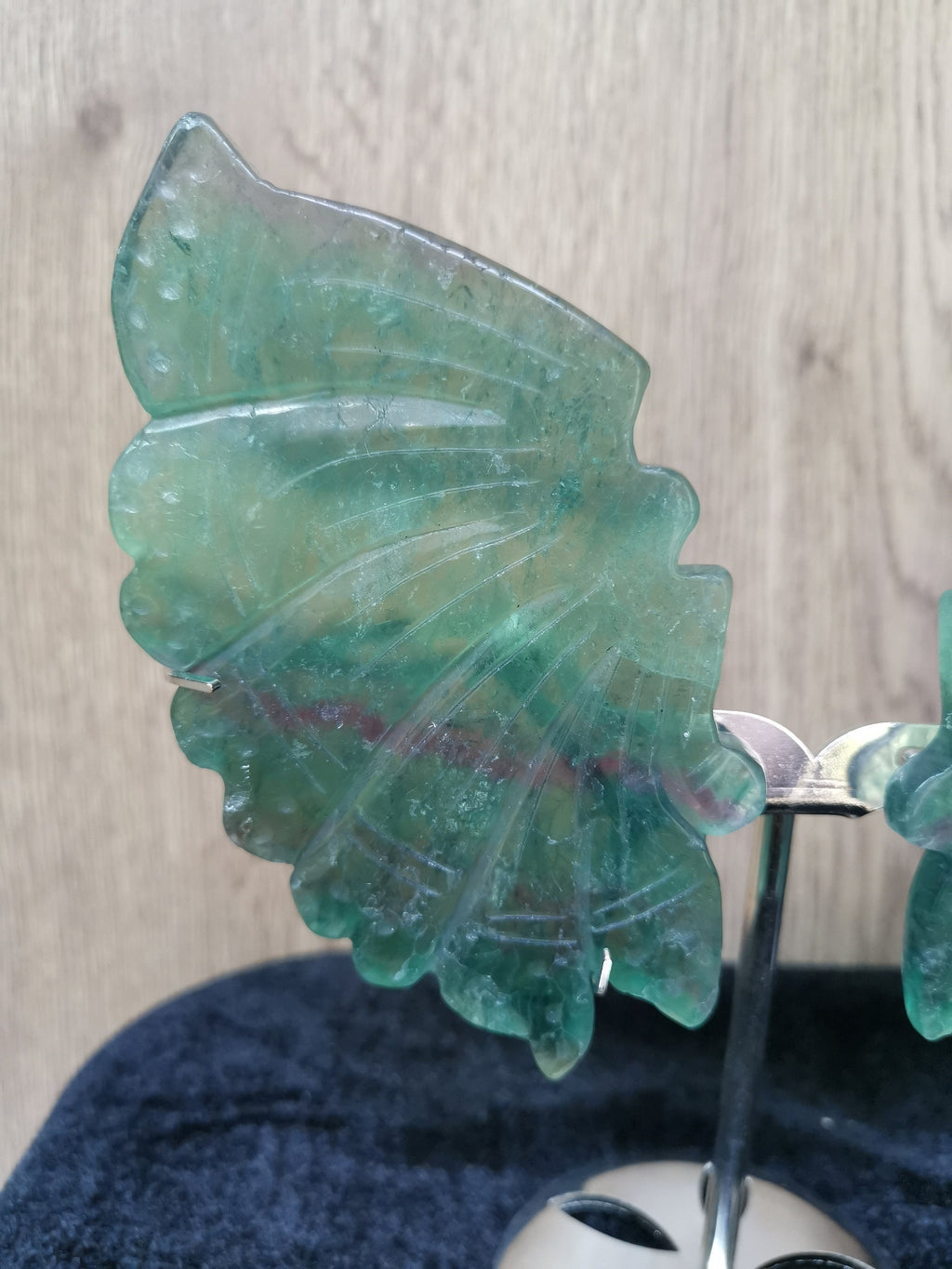 Green fluorite sculpture Butterfly wing , Rare large size