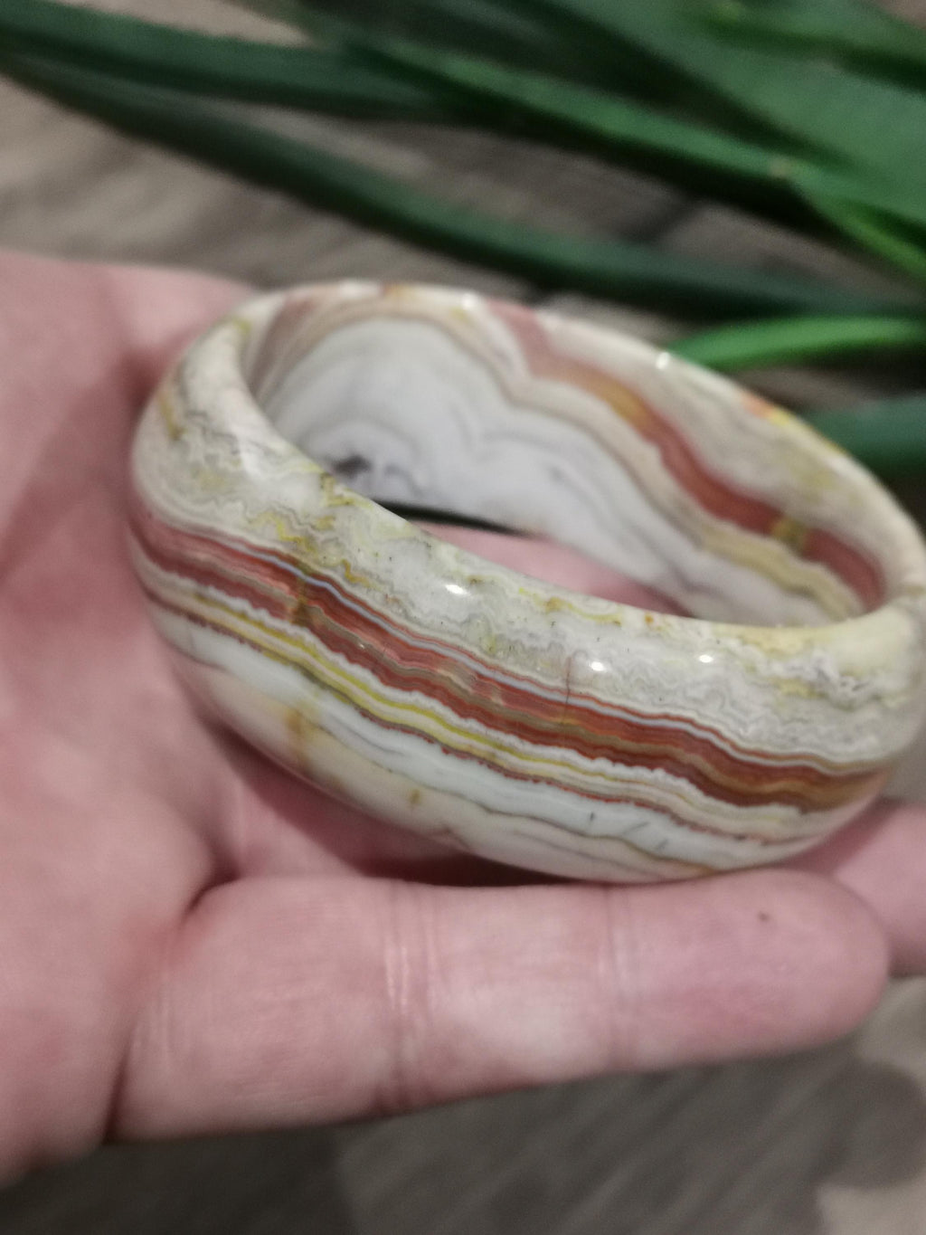 Pulsera rígida de ágata loca · Diámetro interior 62 mm , Piedra natural