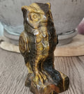 Uil van tijgeroog, sculptuur natuurstenen standbeeld