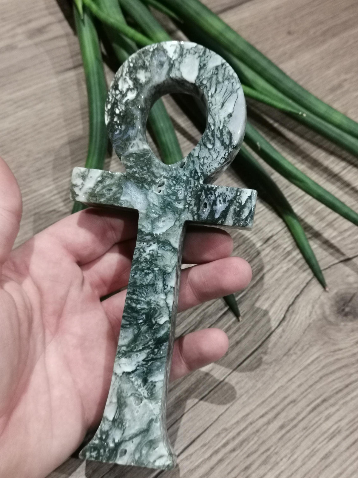 Grande croix Ankh en pierre naturelle, pierre au choix
