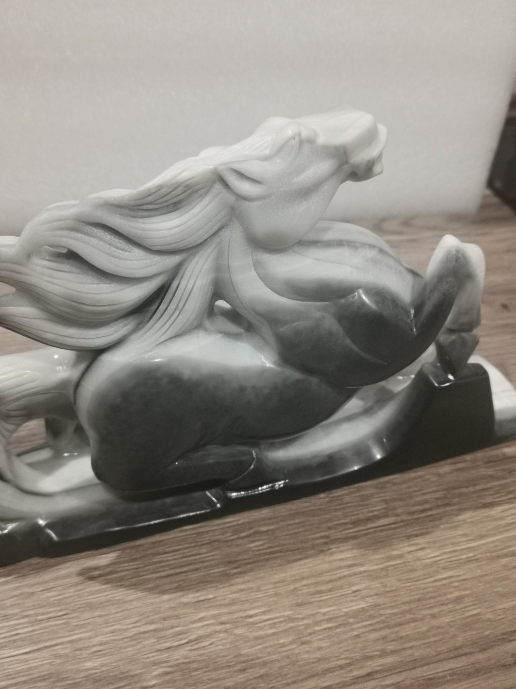 Magnifique Sculpture XL Cheval en Jaspe Rubané Asiatique