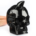 Hoorn schedel van zwart obsidiaan – Collectiesculptuur – 1.370 g