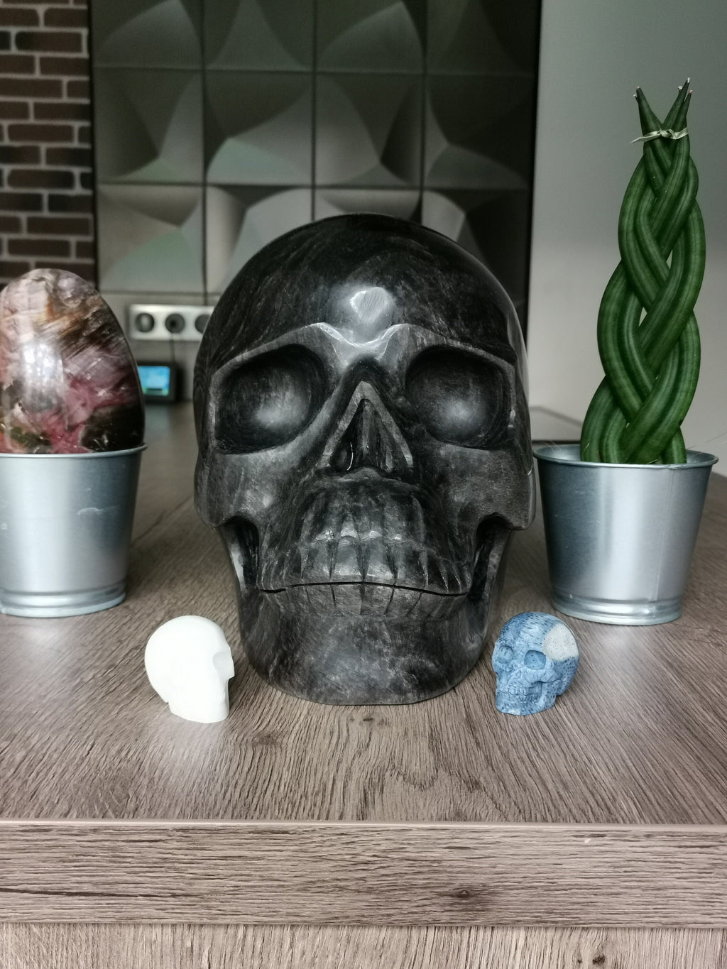 TITAN-skalle + 19 KG -> Silverobsidian / Skull TITAN / Colosse Crystal Skull