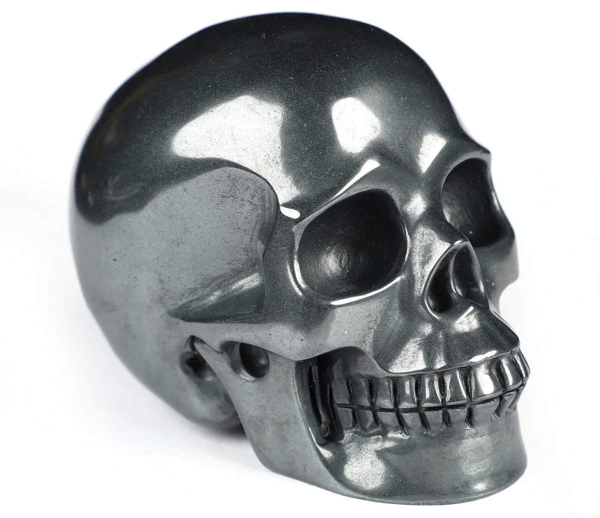 Hématite de Taille M , pierre ferreuse -> Sculpture / Crâne sculpté en pierre naturelle , Memento Mori , méditation , Feng shui , Vanité