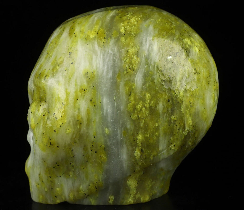 Alien Roswell-schedel van Italiaanse serpentijn · XL natuursteen