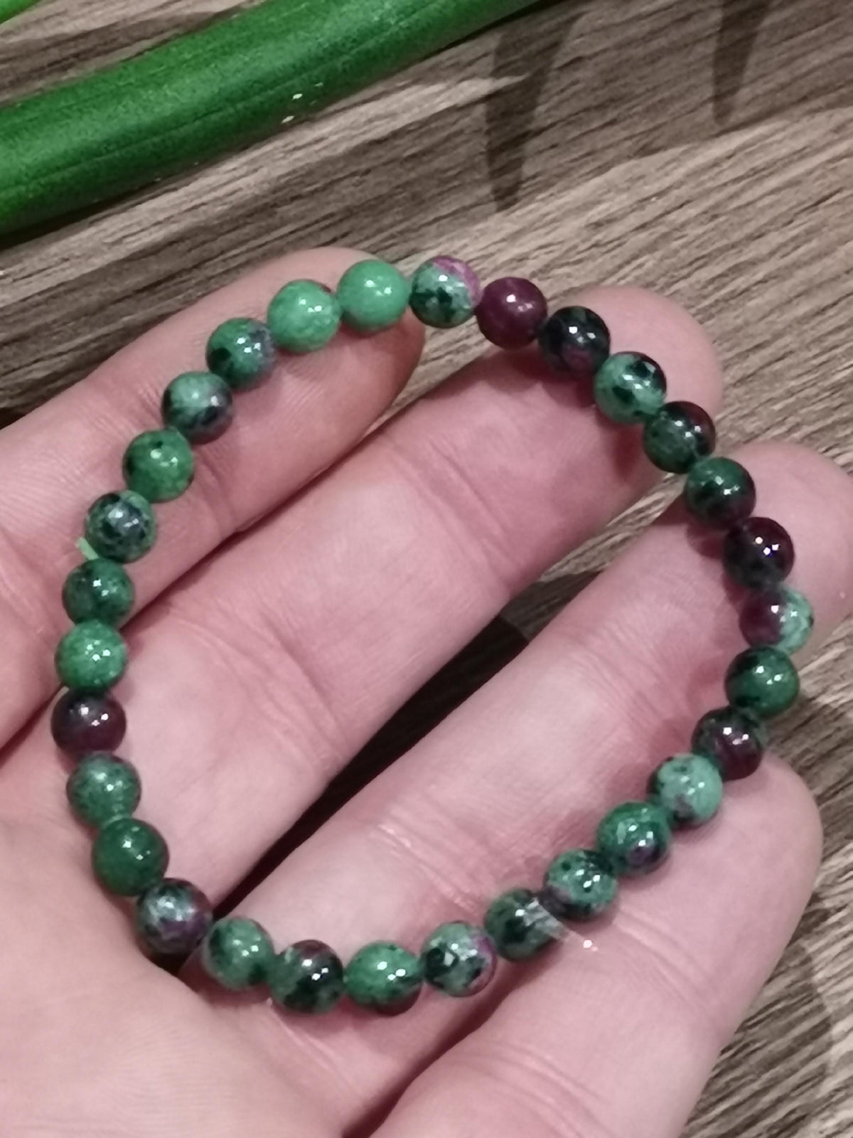 Pulseira de rubi em zoisite – Contas de 6 mm – À medida - pedra natural