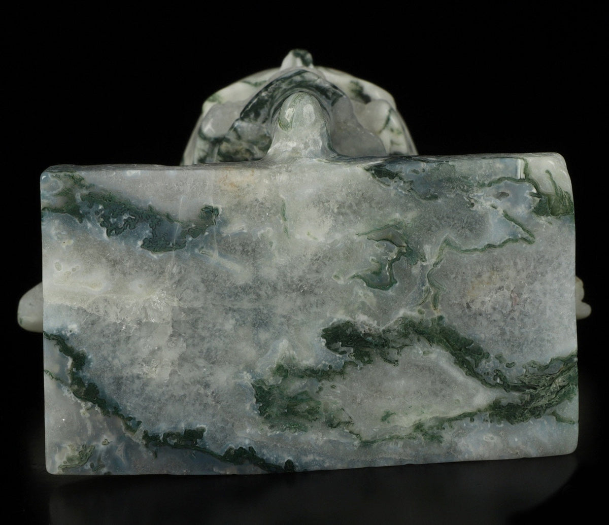 AGATE MOUSSE , Pharaoh / Tutankhamun Skull Sculpture / crystal healing / Skull ; Cranio , SchÄdel Crystal Skull