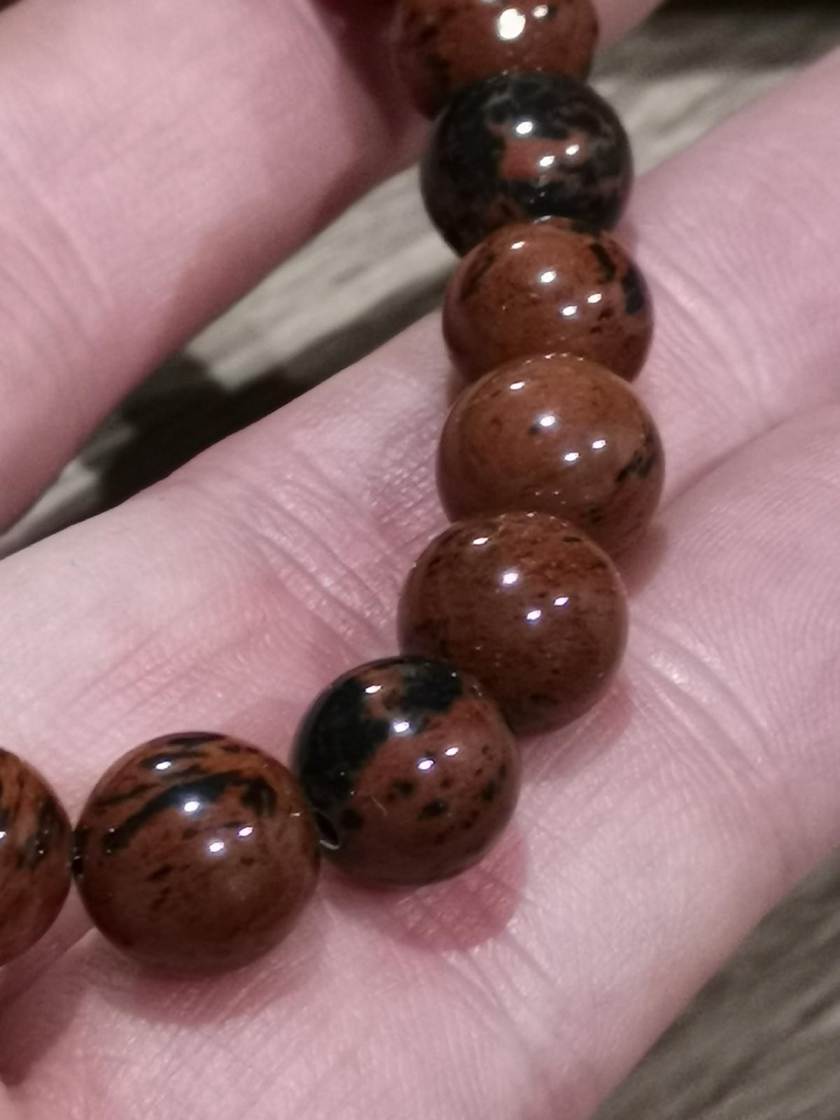 Obsidiana ACAIÃ  , Pulseira à medida à escolha  , Pérola redonda de 10 mm