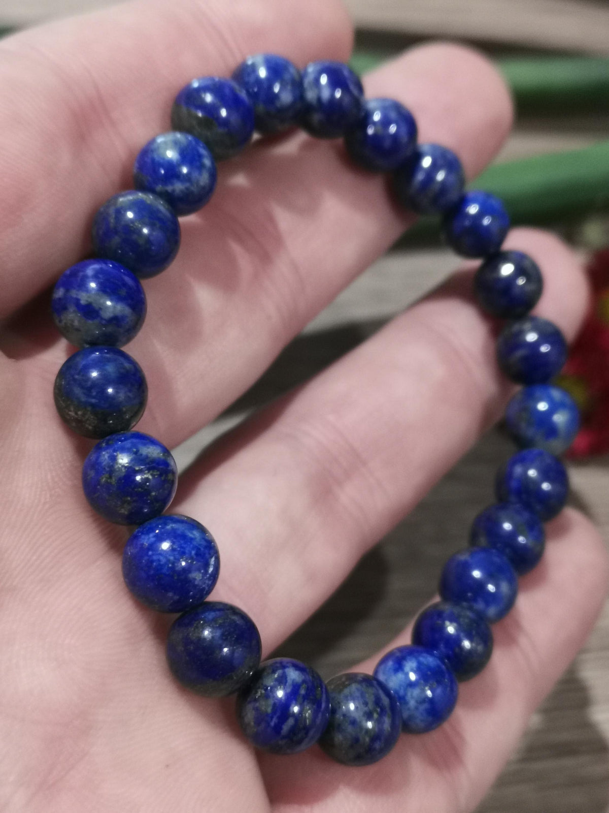 Lápis-lazúli do Paquistão , Pulseira à Medida em conta de 8 Mm em , Pedra natural