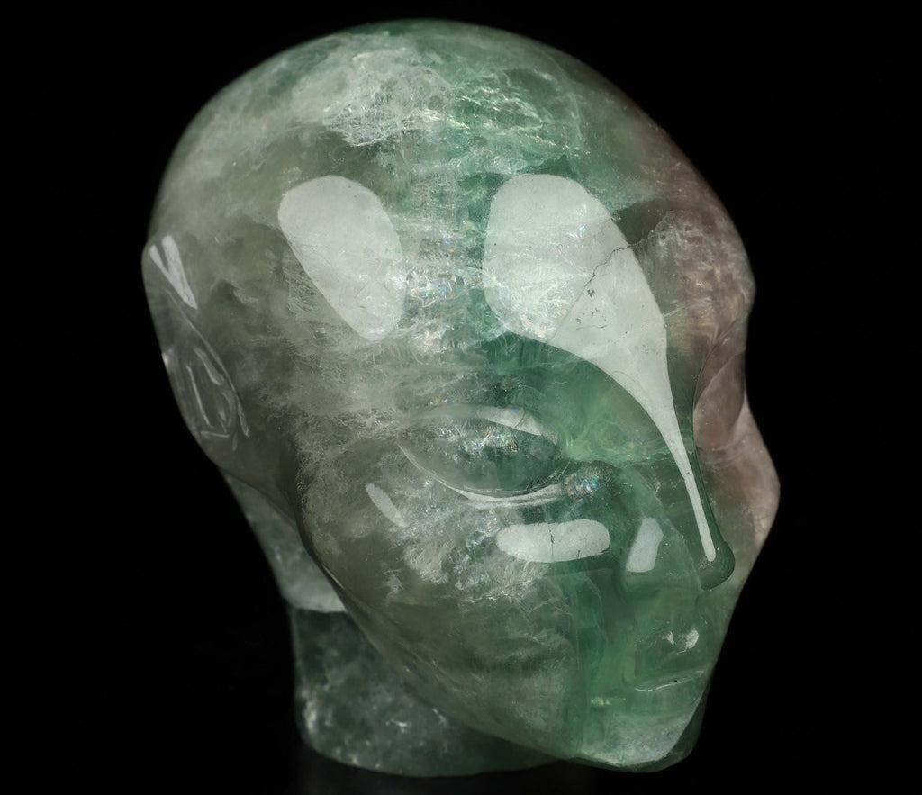 Sculptuur Elf , Fee , Avatar , Kristallen standbeeld van fluoriet uit Mongolië, Regenboogfluoriet