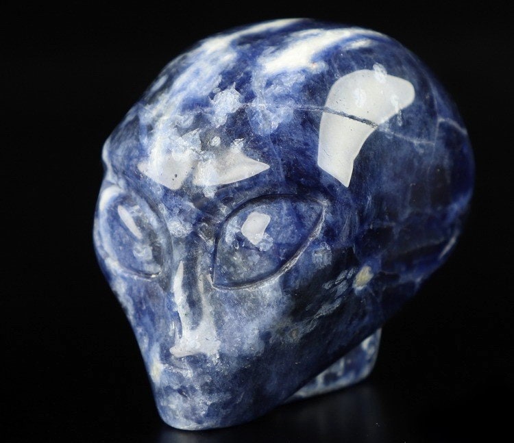 SODALITE Teschio alieno, minerale scolpito da collezione / REIKI Teschio, Cranio, SchÄdel, Cranio Teschio di cristallo