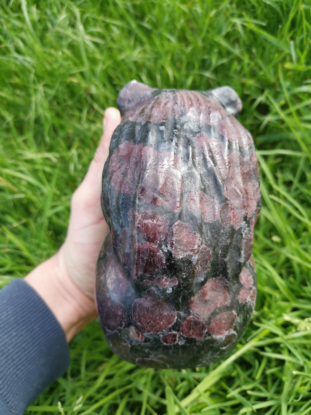 Grenat Almandin  -> pierre naturelle , Magnifique sculpture Crâne a tête d'OURS