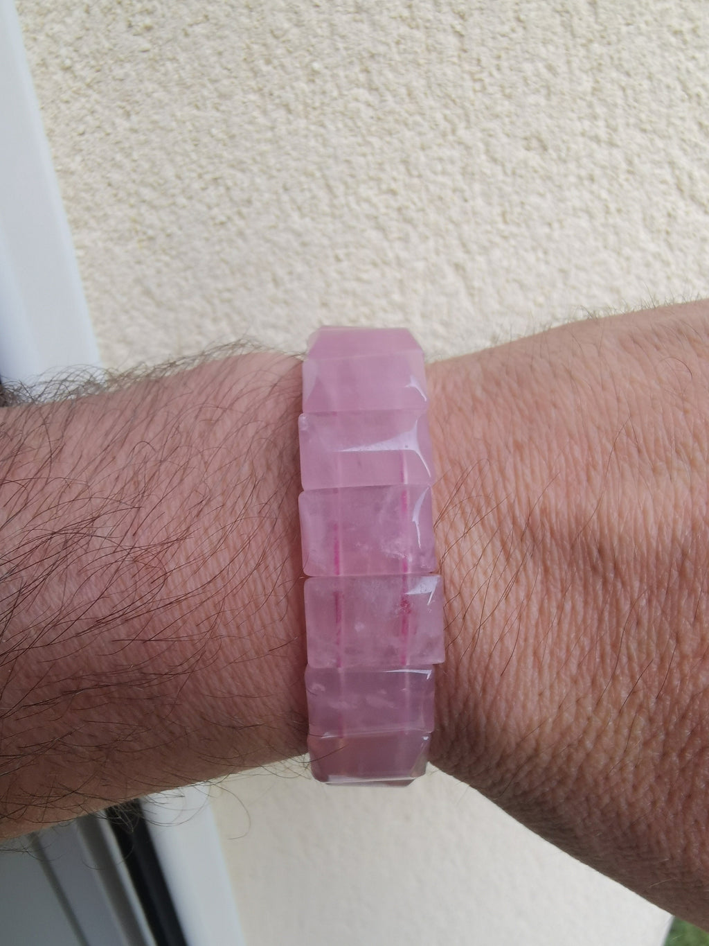 Quarzo rosa, perla rettangolare, pietra naturale dal bel colore omogeneo