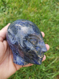 Sodaliet natuurstenen schedel / feeenkop , ELF , AVATAR