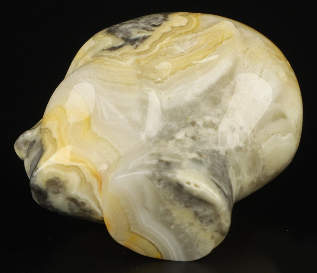 Agate crazy Lace- > ELF / Fée / AVATAR , tête sculpté en pierre naturelle / Memento mori