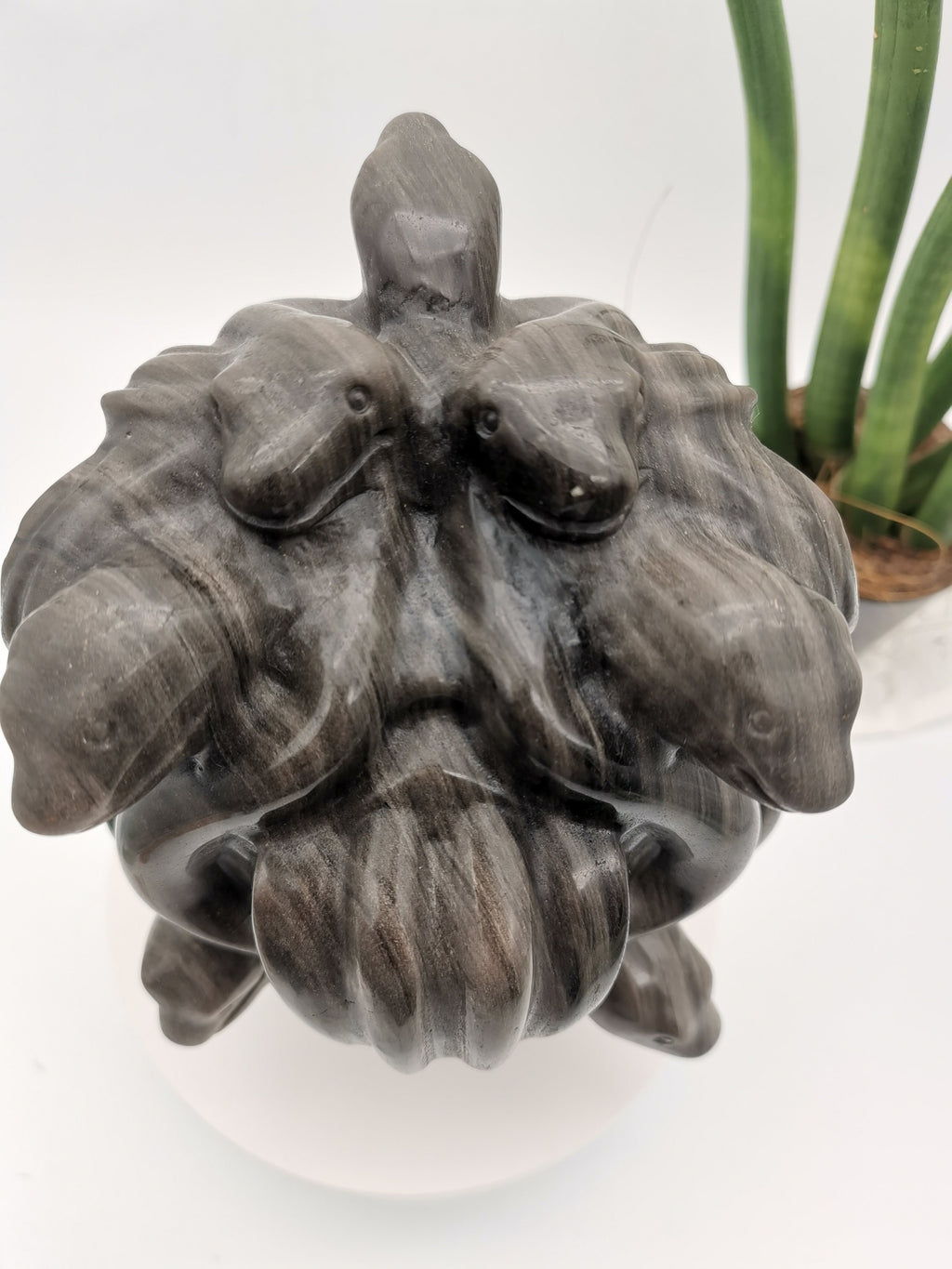 Ossidiana Argentata / Medusa / medusa / Scultura , Statua in pietra naturale da collezione / Mitologia