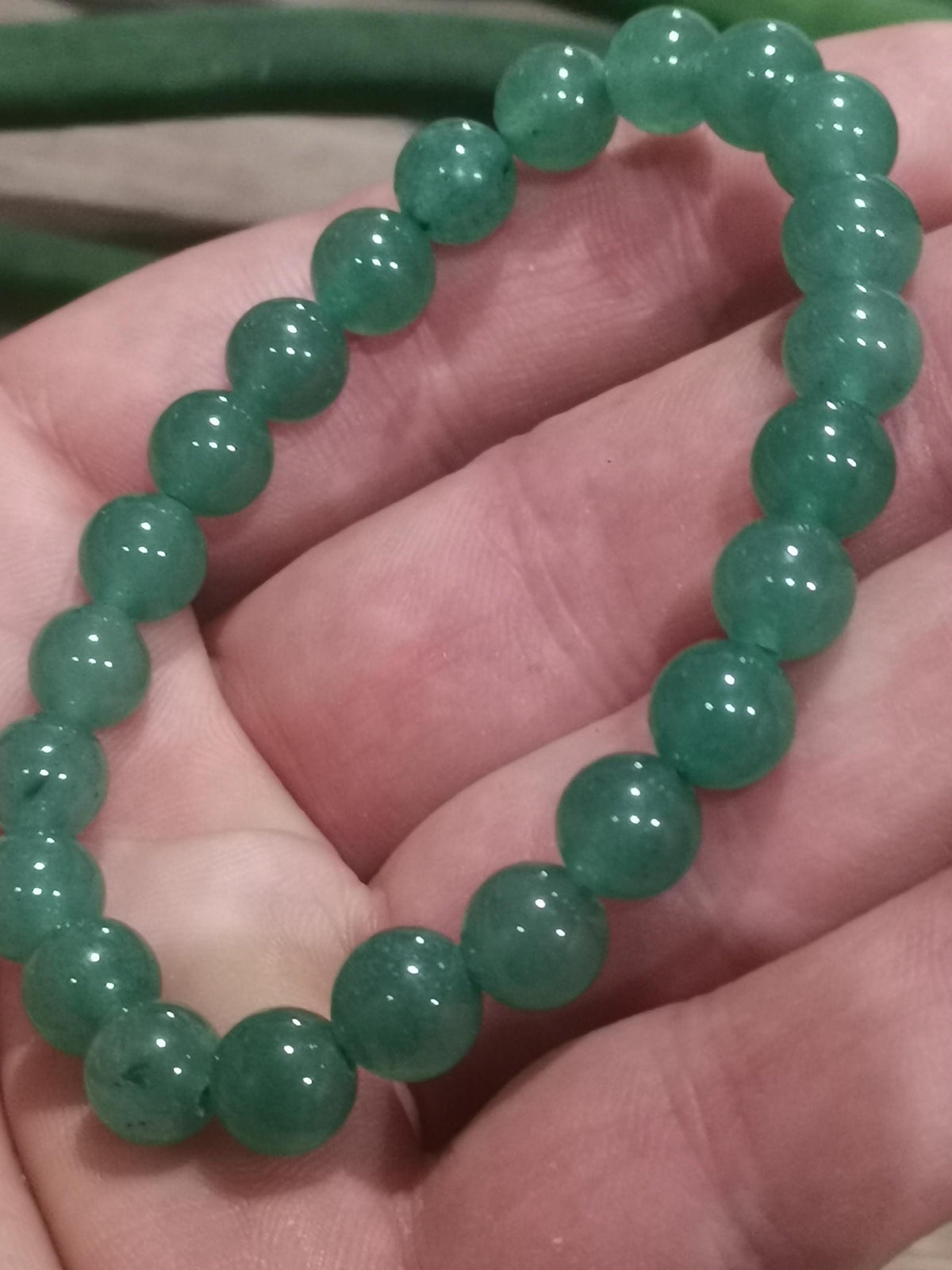 Grön brasiliansk aventurin  , Armband efter mått att välja  , Rund pärla 8 mm