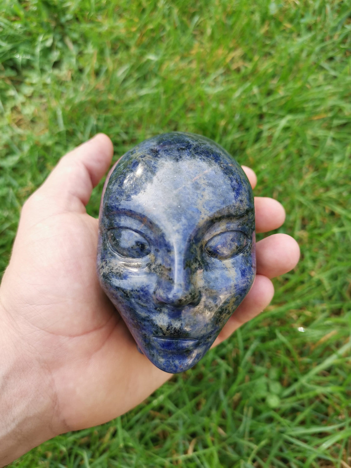 Teschio in sodalite naturale / testa di Fata , ELF , AVATAR