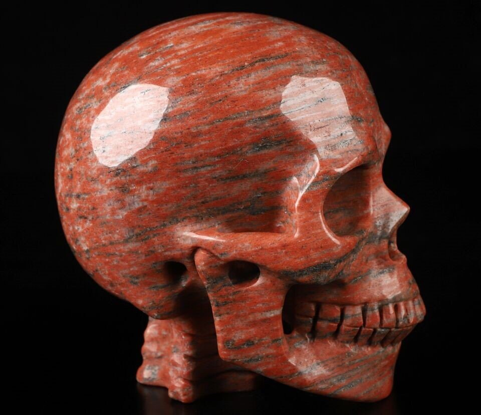Granite Rouge ,  Crâne avec colonne  / Crystal Skull  , Collection / Lithothérapie , Cranio , SchÄdel , Craneo , reiki Crystal Skull