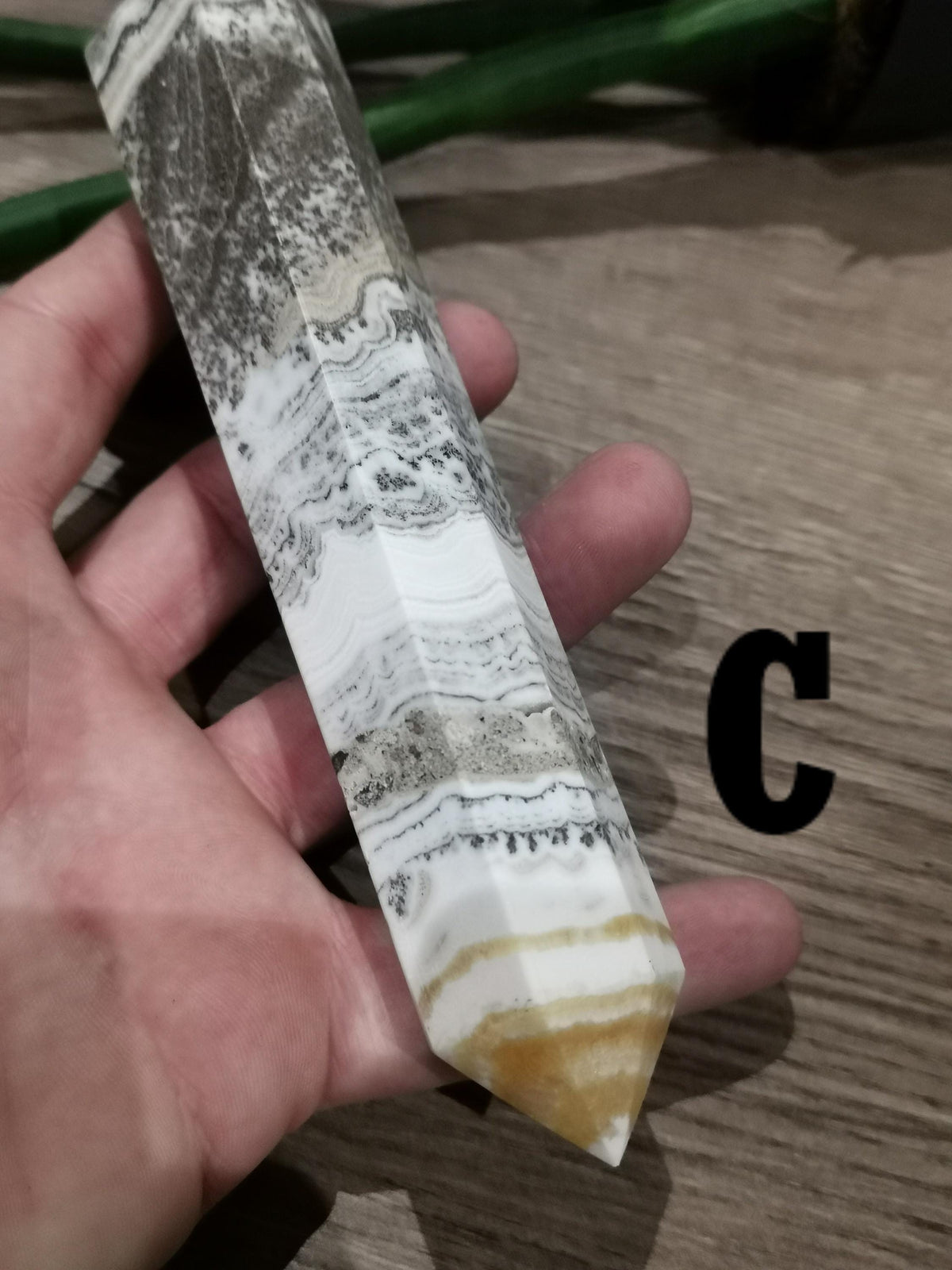 Żółta kalcyt z dendrytycznymi pasami – Wieża obeliski do wyboru