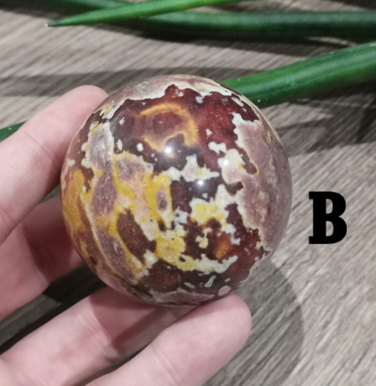 Jaspe Van Gogh , Amarillo , naranja , rojo , piedra natural tallada en Esfera , Bola de colección / Litoterapia / Feng shui