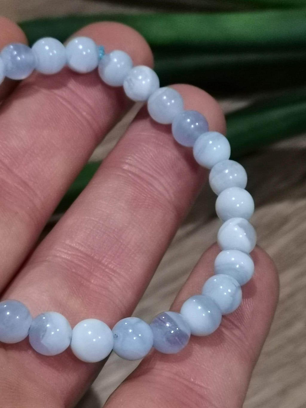 Agaat BLUE LACE , Op maat gemaakte armband naar keuze , Ronde parel van 6 mm