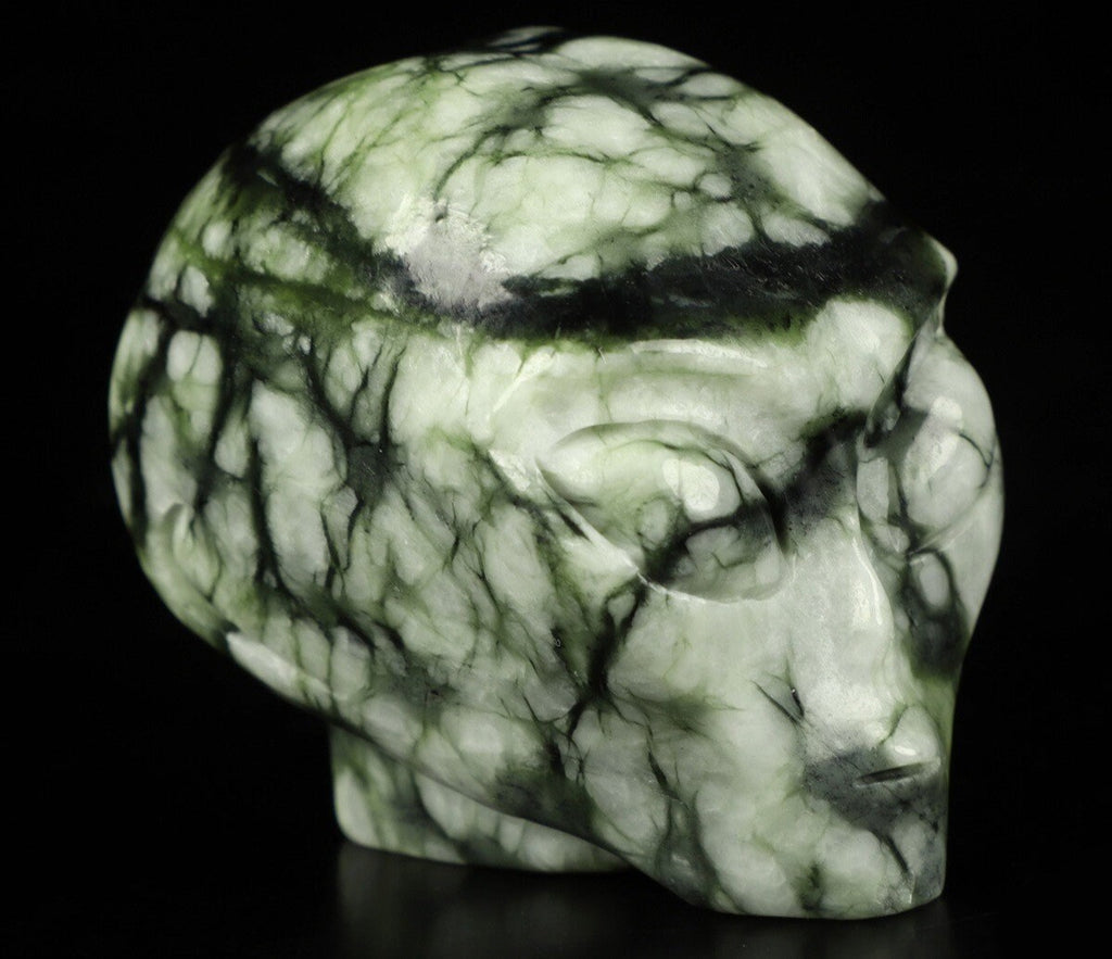 Jaspis Picasso Chinoise / Najeźdźca z kosmosu / Kolekcjonerska czaszka z naturalnego kamienia / dekoracja Skull, Cranio, SchÄdel, Craneo Crystal Skull