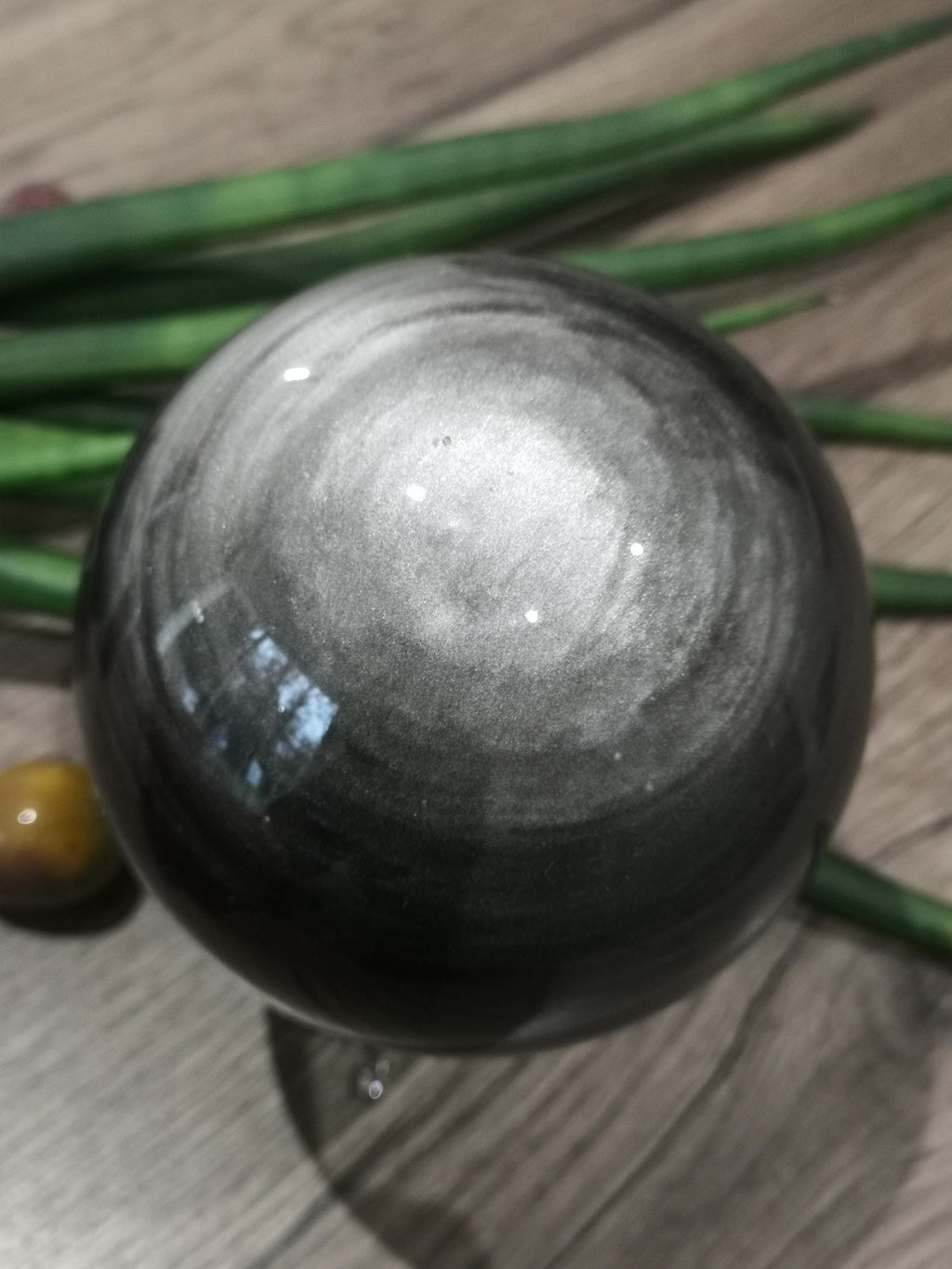 Obsidiana Plateada de México , Esfera XL 1.375 KG de Colección  , Minerales Tallados