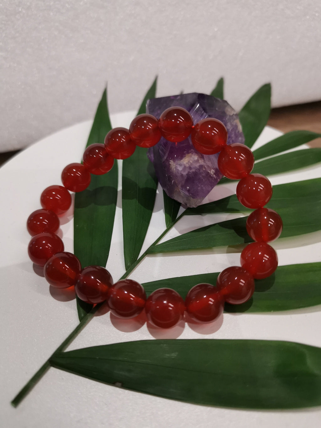 Ágata cornalina vermelho-alaranjada, pulseira de contas de 10 ou 8 mm, contas selecionadas em tons de vermelho