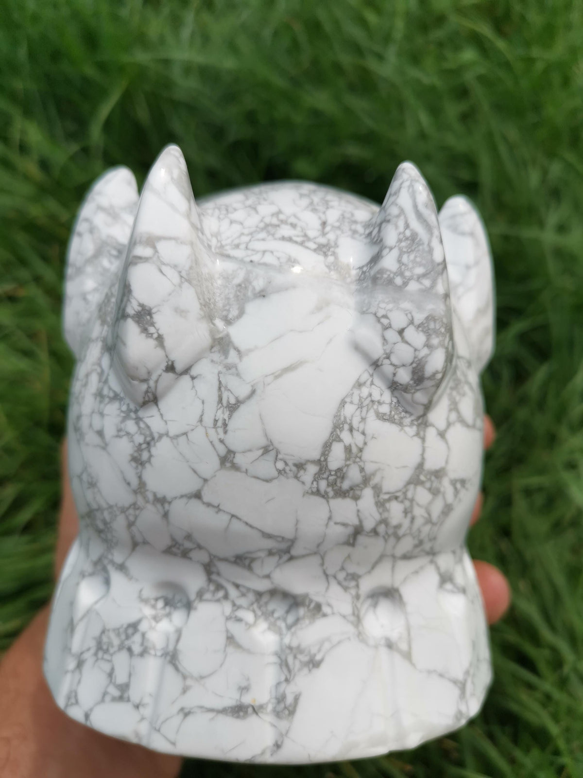 Statuetka Samuraj Wojownika z Howlitu / Kolekcjonerska czaszka z kamienia / Kamień szlachetny