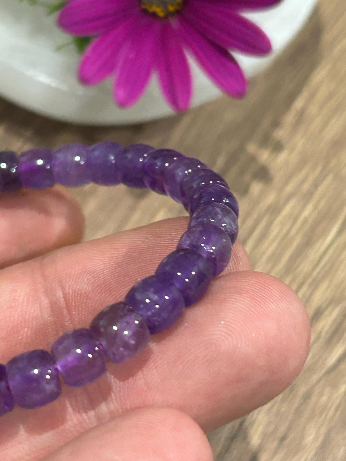 Ametista da Bolívia AAA , Pulseira Comprimento à medida em conta de Forma Tubo 7 / 6 Mm / - Espiritualidade – Antidepressão – Cura