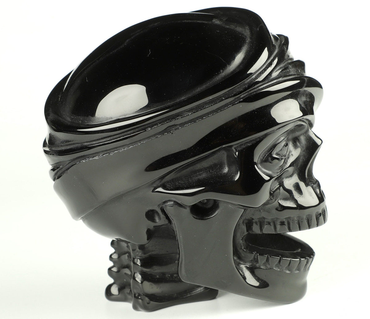 Obsidienne Noir , Zombie / Mort vivant , crâne de pierre naturelle volcanique  , Vanité