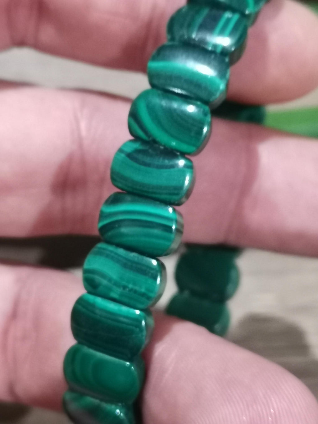Custom Malachite Bracelet – 11 × 7 mm Oval Beads / Natural Stone
