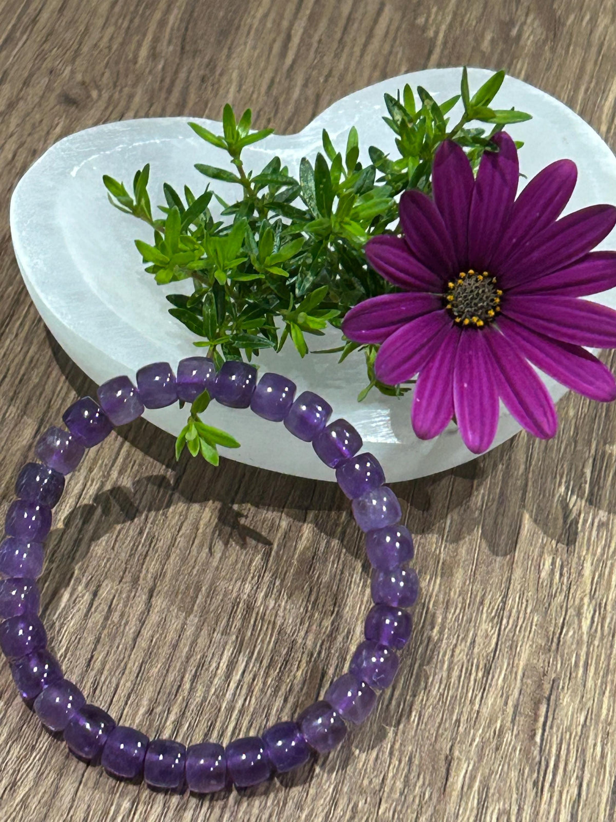 Ametista da Bolívia AAA , Pulseira Comprimento à medida em conta de Forma Tubo 7 / 6 Mm / - Espiritualidade – Antidepressão – Cura