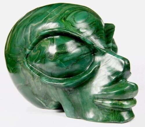VERDITE Afrikaanse steen   Sculptuurtje Type Afrikaans hoofd  van natuursteen  /  doodshoofd / Cranio , SchÄdel , Craneo , Skull , reiki