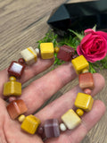 Minerales -> Jaspe Mookaite , mokaíta / Pulsera de 18,5 cm con cuentas cuadradas de 12 mm / Piedras naturales