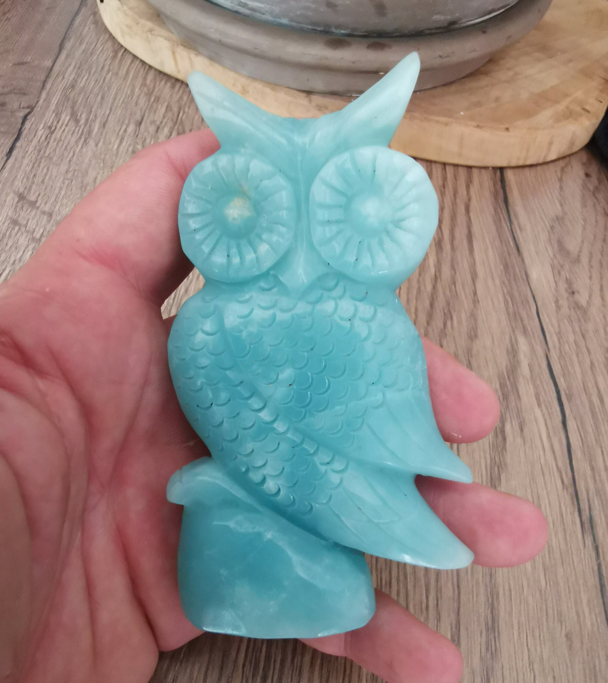 Chouette sculpture statue en amazonite de chine