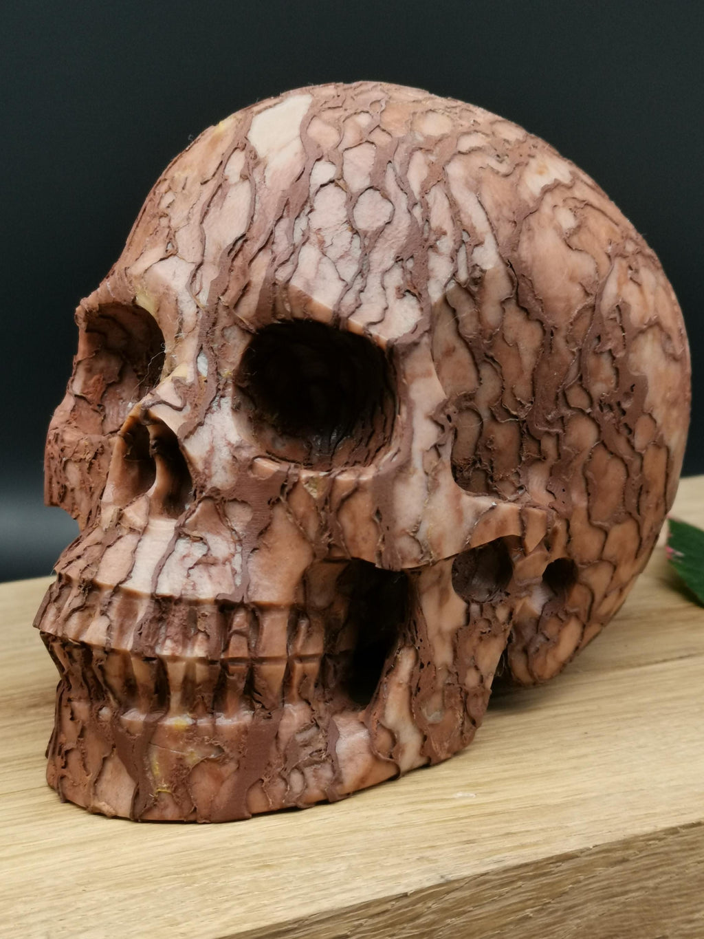 Jaspis 3D Art / Schedel van natuursteen, Memento mori / Kabinet van rariteiten / lithotherapie / meditatie