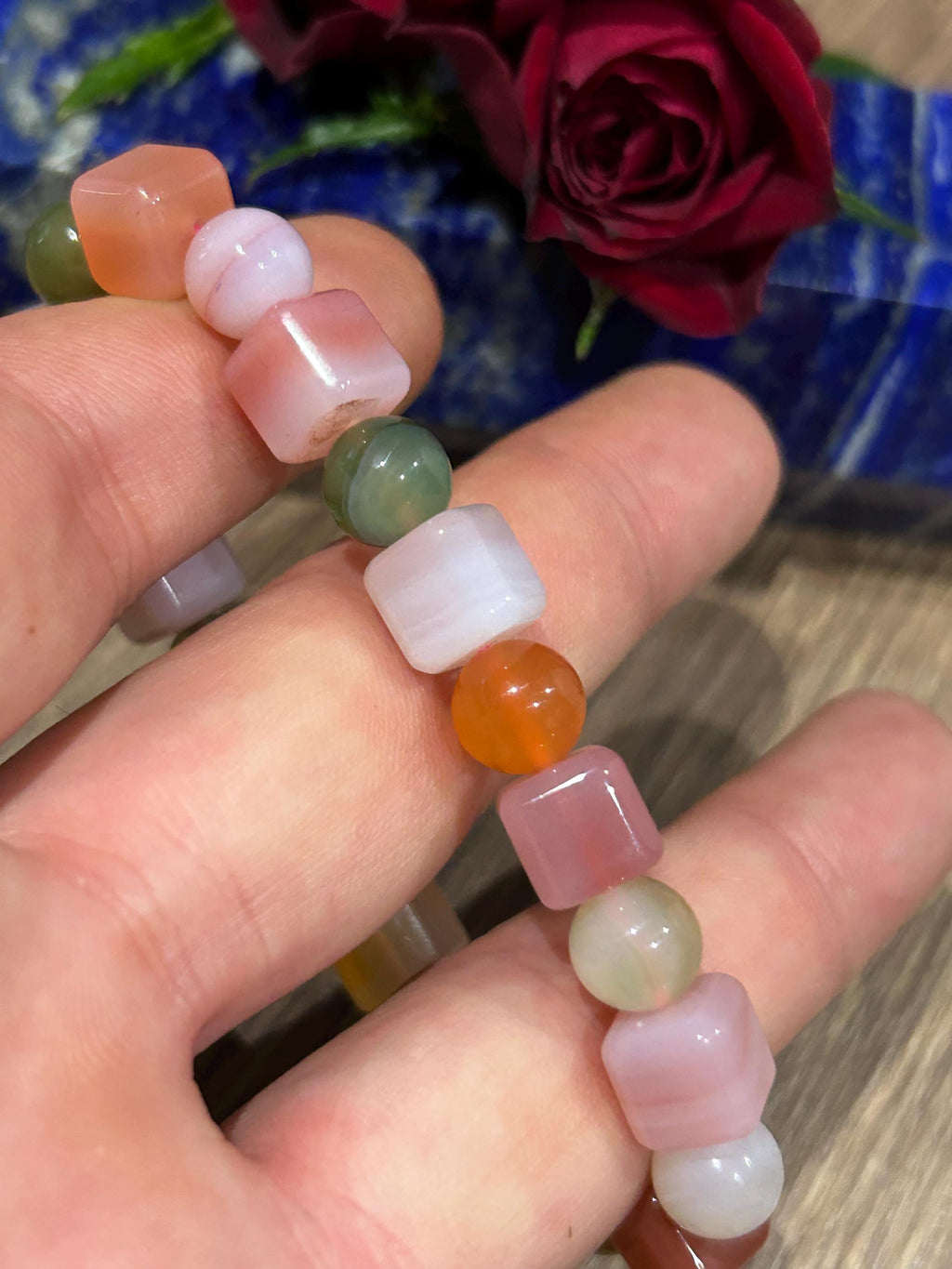 Giada Multicolore  , Perla rotonda e quadrata  , Pietra naturale / Serenità – Equilibrio – Rinnovamento
