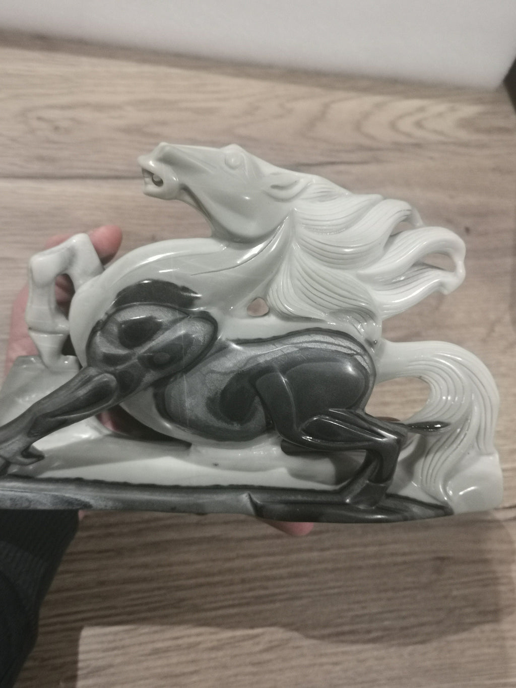 Magnifique Sculpture XL Cheval en Jaspe Rubané Asiatique