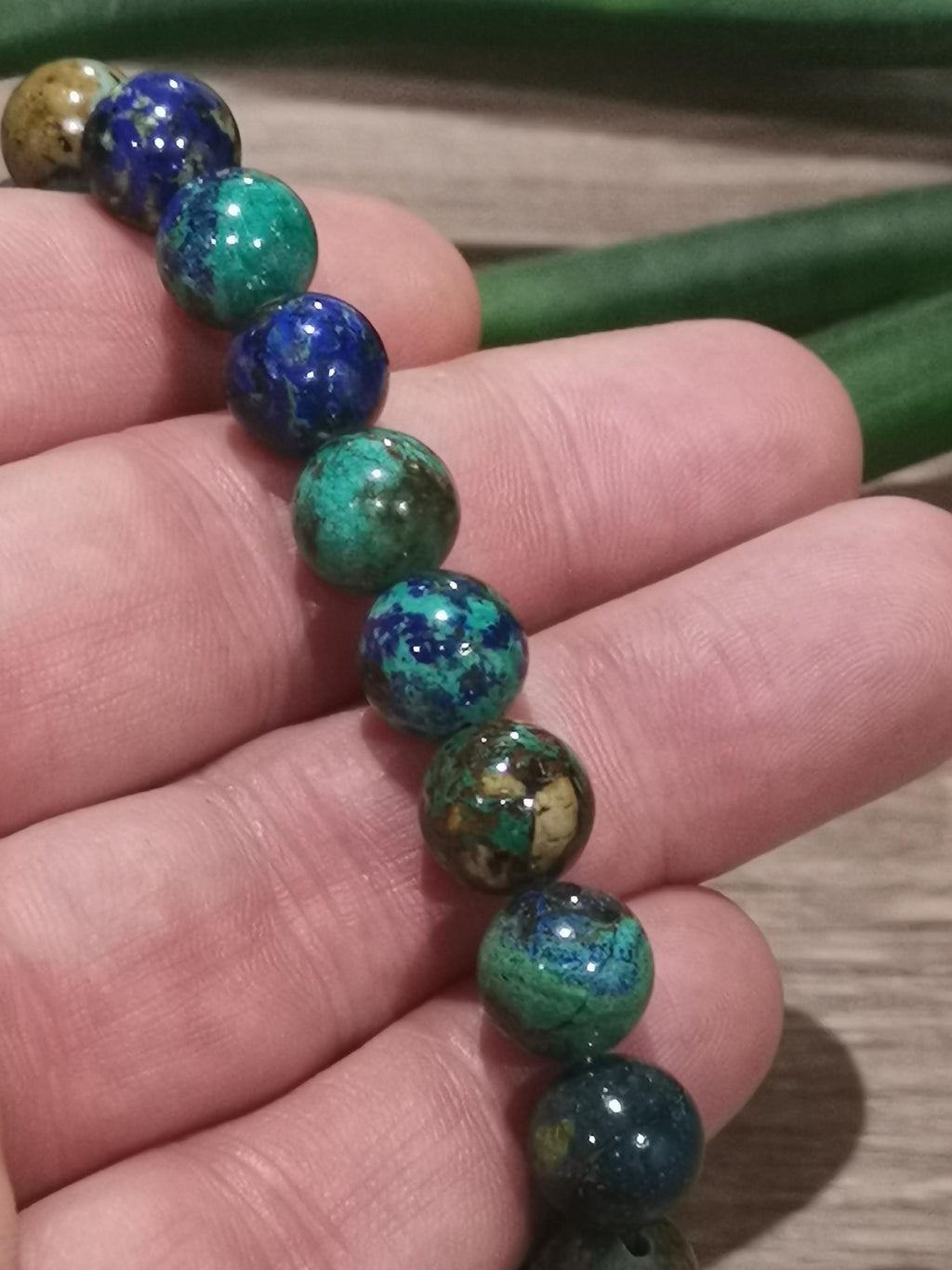 Bracelet en azurite-malachite – Perles de 10 mm – Sur mesure