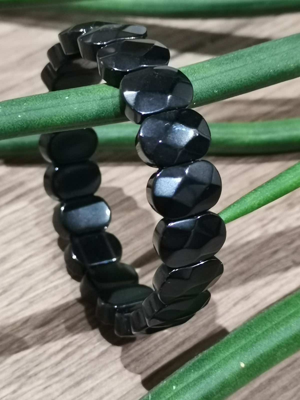 Obsidiana Preta ,  pulseira Sob Medida -> Pérola Oval Facetada AAA de 14 por 10 Mm