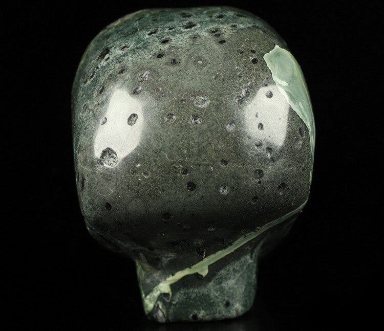 Cráneo alienígena de jaspe camuflaje, llamado piel de rana, mineral tallado de colección / REIKI Skull, cráneo, cráneo, cráneo